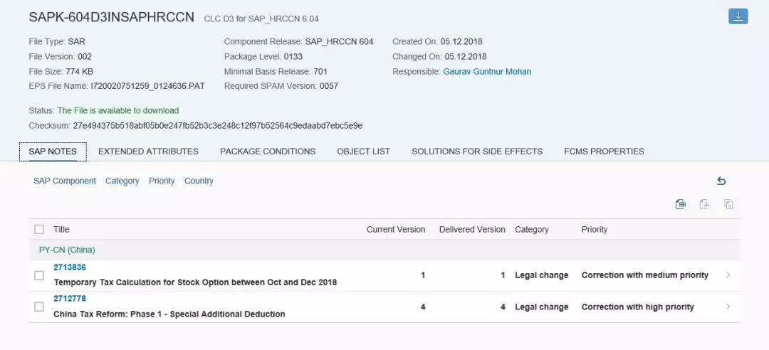 SAP稅改,SAP HR服務(wù)包,SAP HR支持包,CLC Package,sap個(gè)人所得稅調(diào)整,SAP個(gè)人所得稅,?HR Support Packages